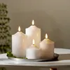 LED Stumpenkerze Flamme - Echtwachs - warmweiße 3D Flamme - H: 12cm - Batterie - Timer - weiß Podgląd zdjęcia produktu