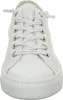 A close-up, front-facing view of a white leather sneaker. Voir les images du produit