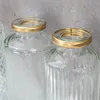 3er Set Vase Glas Klar Gold H14cm Blumenvase Transparent Produktbild-Vorschau 5