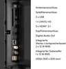 Close-up of the rear ports of a television with a list of its features. Produktbild-Vorschau