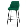 A green bar stool with black legs is shown against a white background. Podgląd zdjęcia produktu
