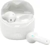 A pair of white JBL Tune Flex 2 wireless earbuds with their charging case, presented on a white background. Voir les images du produit