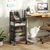 Carrello portab libri su ruote, con 2 ripiani e 3 cesti, Anteprima dell’immagine prodotto 1
