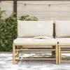 vidaXL Garten-Mittelsofa mit Kissen Cremeweiß Bambus Produktbild-Vorschau 2
