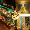 A collage of images showing Christmas lights used in various decorative settings, including on a table, as a tree, and on branches. Produktbild-Vorschau