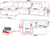 Diagrams showing the dimensions of a sectional sofa and a bed. Náhľad obrázku produktu