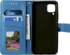 A blue flip case for a smartphone, open to show the inside compartments for cards and cash, and the phone holder. Produktbild-Vorschau