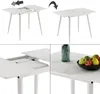 Collage of images showing a white dining table with extension leaves and a bowl of fruit. Náhľad obrázku produktu