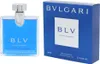 A bottle of Bvlgari BLV Pour Homme Eau de Toilette and its packaging are displayed side-by-side against a white background. Voir les images du produit