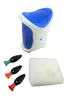 A 3D printing pen set with a blue and white 3D pen, three colored tips, and a white mold. Podgląd zdjęcia produktu