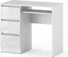 A white desk with three drawers on the left and a keyboard tray. Produktbild-Vorschau