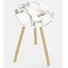 A small, round side table with a marble-effect top and three wooden legs, presented against a plain white background. Produktbild-Vorschau