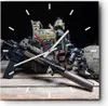 Wanduhr - Quadrat - Glasuhr - Militaria Gewehr - 30x30cm - Produktbild-Vorschau 1