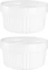 Two white ceramic ramekins are stacked vertically against a white background. Voir les images du produit