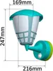 A diagram of a teal and green outdoor wall lamp with dimensions indicated. Produktbild-Vorschau