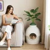 Mondeer Litière pour chat 2 en 1 & niche avec plante Voir les images du produit 2