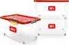 BigDean 3 Stück 60 L Aufbewahrungsbox mit Deckel groß rot - Produktbild-Vorschau 1
