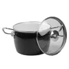 A black enamel pot with a glass lid is shown against a white background. Podgląd zdjęcia produktu