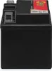 A black motorcycle battery with a red and yellow label. Produktbild-Vorschau