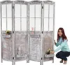 A woman is posing next to a four-panel room divider with planter boxes. Voir les images du produit