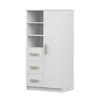 A white wardrobe with wooden handles and shelves, shown against a white background. Náhľad obrázku produktu