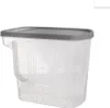 A clear, studio shot of a transparent food storage container with a gray lid and a handle. Anteprima dell’immagine prodotto