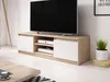 A modern TV stand with two cabinets and shelves, holding a large TV. Náhled obrázku produktu