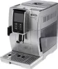 A silver and black DeLonghi Dinamica Plus coffee machine is shown from a front-side angle against a white background. Produktbild-Vorschau