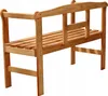 A wooden garden bench with a backrest, shown from a side angle against a white background. Produktbild-Vorschau
