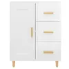 A white sideboard with wooden handles and legs is shown against a white background. Produktbild-Vorschau