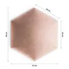 A hexagonal pink upholstered wall panel with dimensions indicated by lines and text. Anteprima dell’immagine prodotto