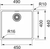 A technical drawing of a sink with dimensions and radius markings. Náhled obrázku produktu