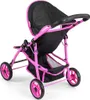 A pink and black doll stroller is shown against a white background. Produktbild-Vorschau