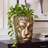 FineBuy Deko Vase Löwenkopf 21 cm Aluminium Gold Blumenvase Produktbild-Vorschau 1