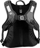 The back of a black backpack is shown. Produktbild-Vorschau