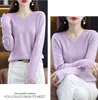 ASKSA Damen Wolle V-Ausschnitt Pullover Leicht Sweater Produktbild-Vorschau 2