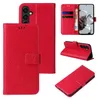 A collage of images showing a red floral and butterfly embossed flip phone case for a Samsung Galaxy A16/A16 5G. Produktbild-Vorschau