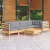 The Living Store 6-tlg. Garten-Lounge-Set mit Grauen Kissen Produktbild-Vorschau 2
