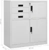 A grey metal filing cabinet with drawers and doors is shown. Dimensions are indicated on the side and bottom of the image. Anteprima dell’immagine prodotto