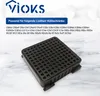 A black filter sits on a marble-like surface, with a brand logo and compatibility information above. Produktbild-Vorschau