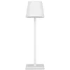A white cordless LED table lamp with a square base and a conical shade is shown against a white background. Náhled obrázku produktu