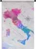 MuchoWow® Wandteppich Wandbehang Karte - Aquarell - Italien Produktbild-Vorschau 1