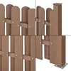 A collage of four close-up images showing different angles and details of a brown WPC fence. Anteprima dell’immagine prodotto