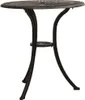 A bronze-colored round garden table with a decorative top and a pedestal base. Náhled obrázku produktu