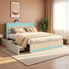 Lit double UnboxG 140 x 190 cm beige en tissu avec 4 Voir les images du produit 13