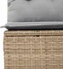 A close-up view of a wicker-style furniture piece with a gray cushion on top. Produktbild-Vorschau