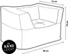 A line drawing of a beanbag chair with dimensions and weight indicated. Náhled obrázku produktu