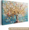 MuchoWow® - Leinwandbilder - Baum - Blau - Gold - Abstrakt Produktbild-Vorschau 1