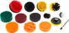 A collection of drill brushes and polishing pads arranged on a white background. Náhled obrázku produktu