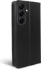 A black flip cover phone case for a Samsung Galaxy A55 5G is shown from a side angle against a white background. Produktbild-Vorschau